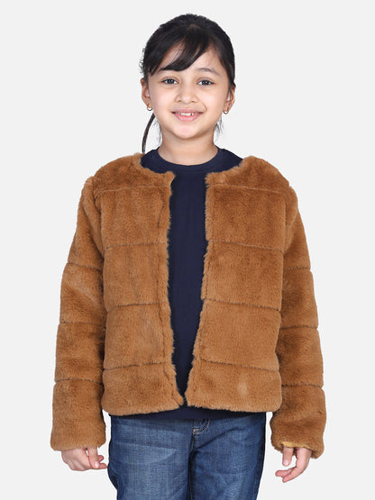 Girl's  Pink Faux Fur Open Jacket  - S
