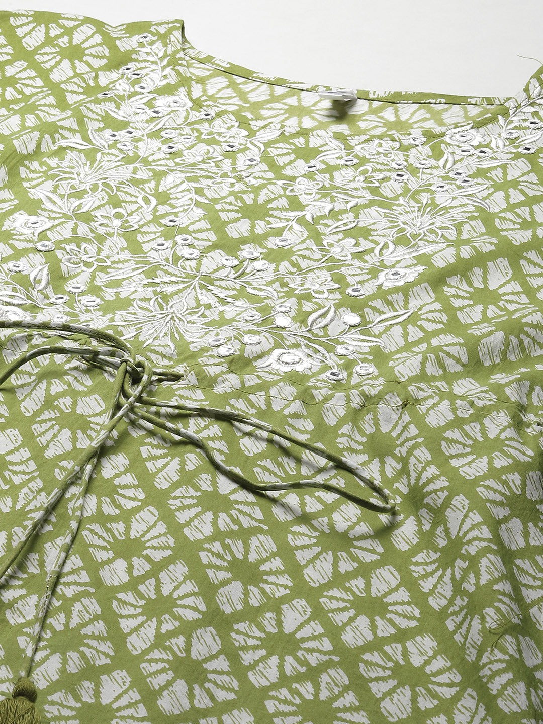 Women's Lime Green Printed Kaftan Kurta