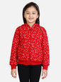 Girl's  Fuschia Pink Flamingo Printed Jacket With Hoodie - S