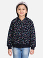 Girl's  Red Heart Printed Jacket With Hoodie - S