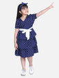 Girl's  Red Polka Multi Tier Dress With Belt  - S