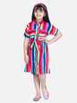 Girl's  Multi Colour Stripe Dress With Flap Detail - S