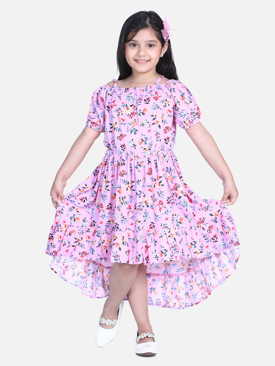 Girl's  Mutli Colour Stripe Dress With Belt - S