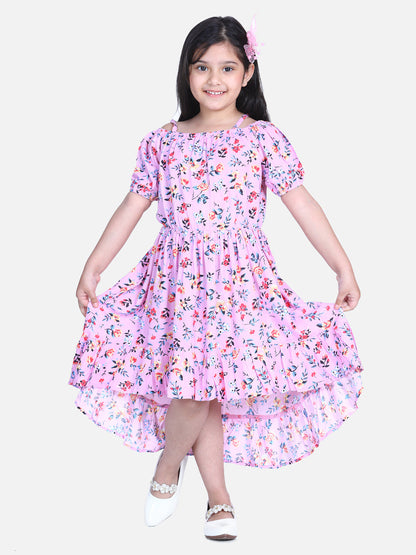 Girl's  Mutli Colour Stripe Dress With Belt - S