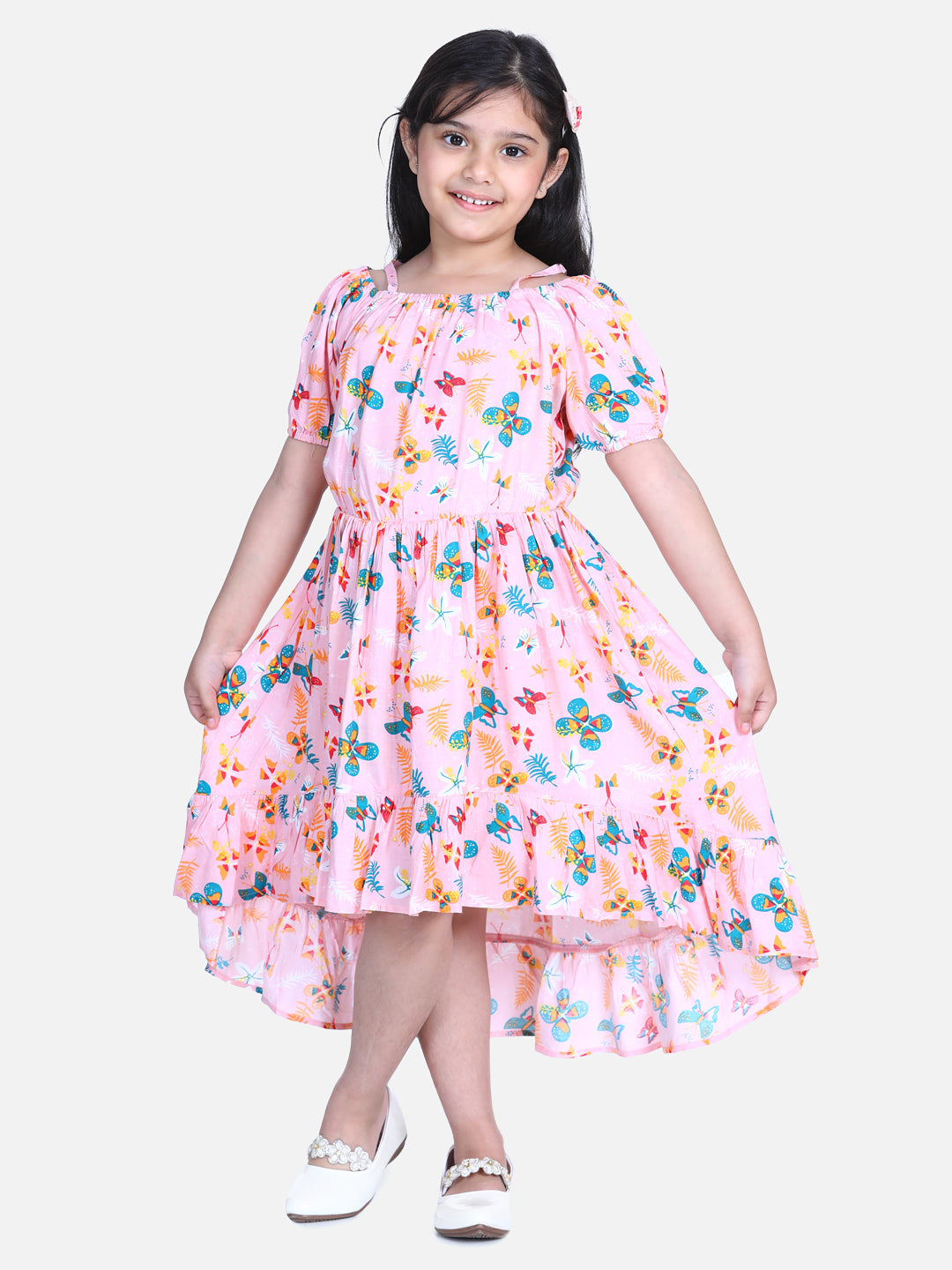 Girl's  Pink Floral Hi Low Dress - S