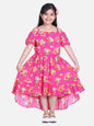 Girl's  Dark Pink Floral Hi Low Dress - S