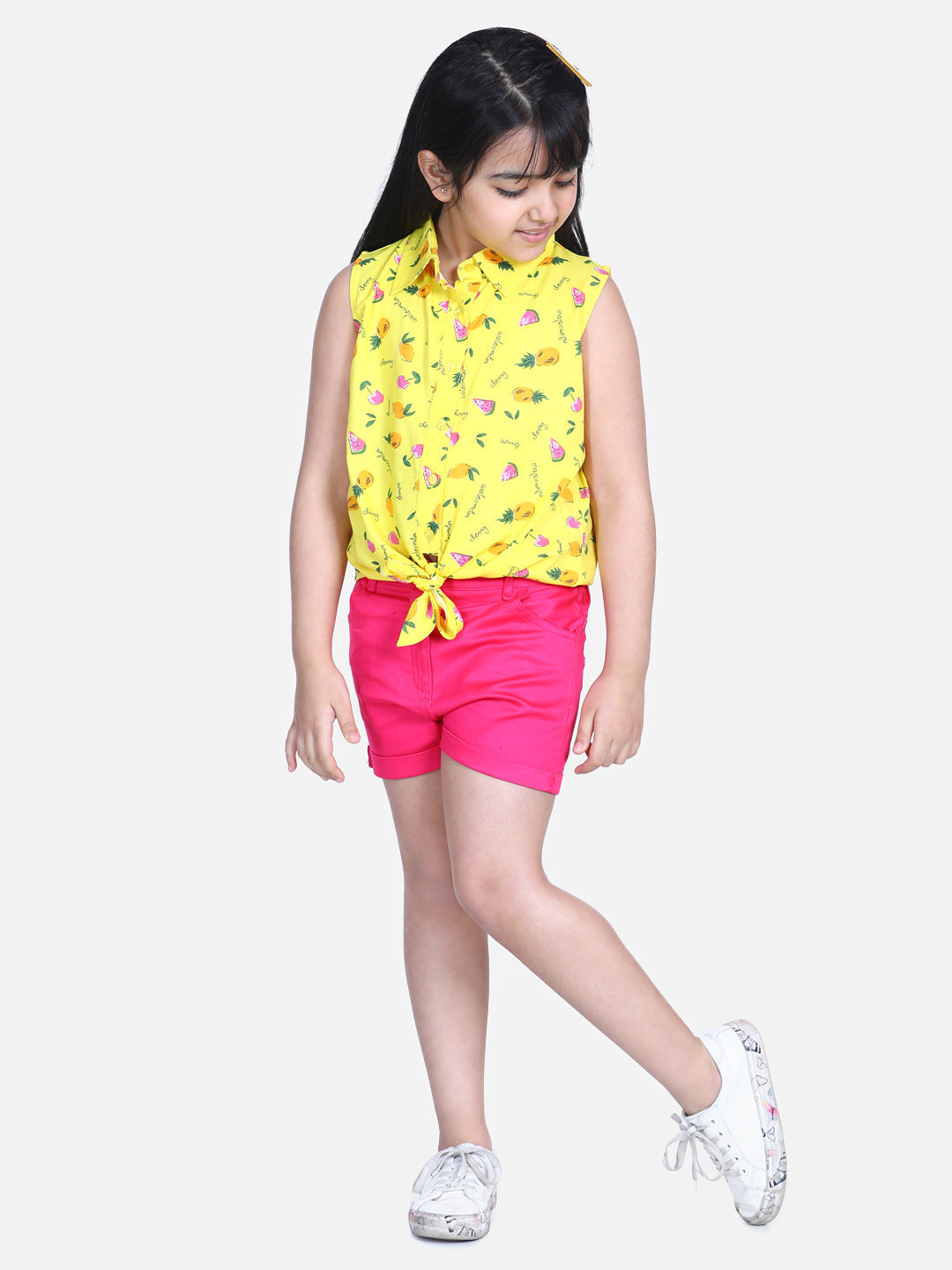 Girl's  Dark Pink Floral Hi Low Dress - S