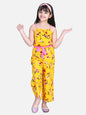 Girl's  Floral Print Jumpsuit With Braided Shoulder Straps - S