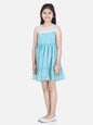 Girl's  Coral Pink Polyester Self Design Dress With Net And Lace Inserts - S