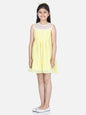 Girl's  Blue Polyester Self Design Dress With Net And Lace Inserts - S