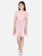 Girl's  Multi Coloured Cold Shoulder Dress With Lace Detail - S