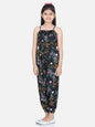 Girl's Flamingo Printed Jumpsuit With Pink Belt - S
