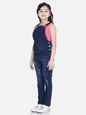 Girl's Denim Dungaree With Washed Effect (T-Shirt Not Included) - S