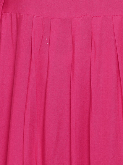 Women's Pink Rayon Anarkali Kurta By Vbuyz (1