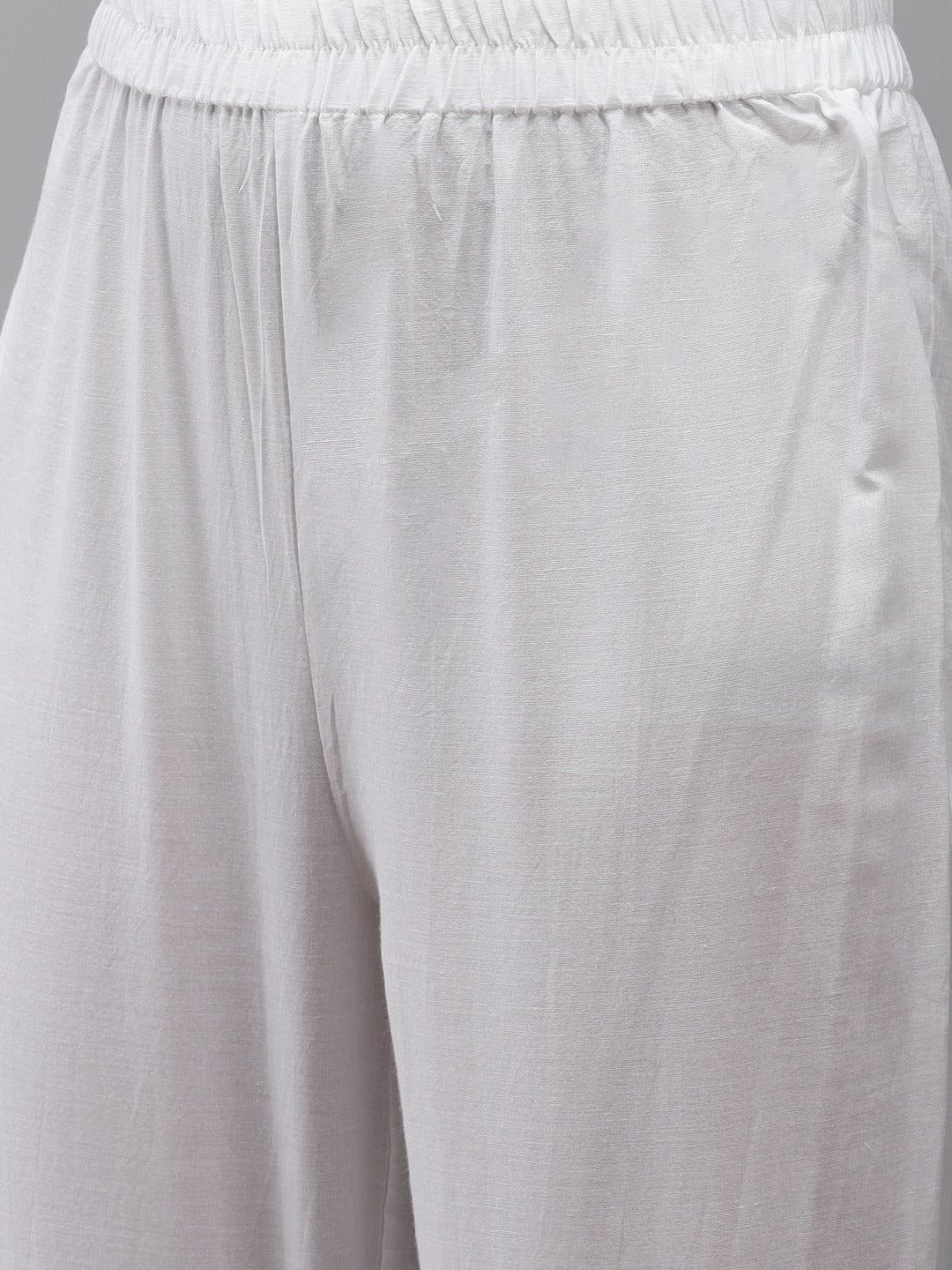 Women's Peach And White Kurta With Trousers Set