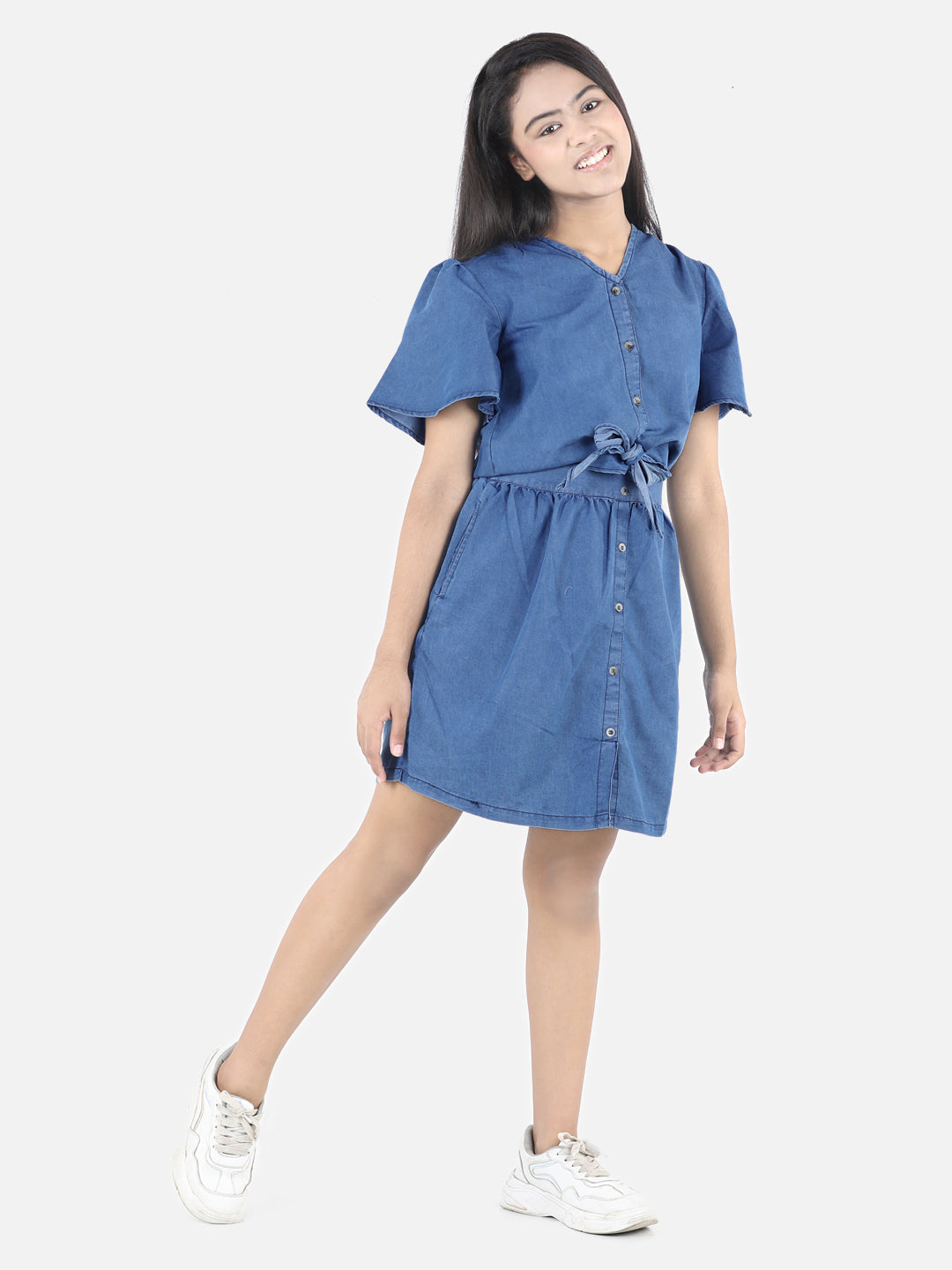Girl's Denim Sleeveless Fit & Flare Dress - S