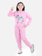 Girl's Dark Pink Zebra Printed Hooded Track Suit Set - S
