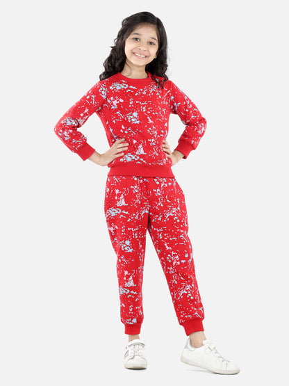 Girl's Navy Base Splash Printed Track Suit Set - S