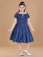 Girl's  Polycrepe Pleated Pink Print Dress - S