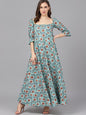 Women's  Green Printed Maxi Dress