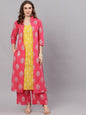 Women's  Yellow & Pink Printed Kurta with Palazzos