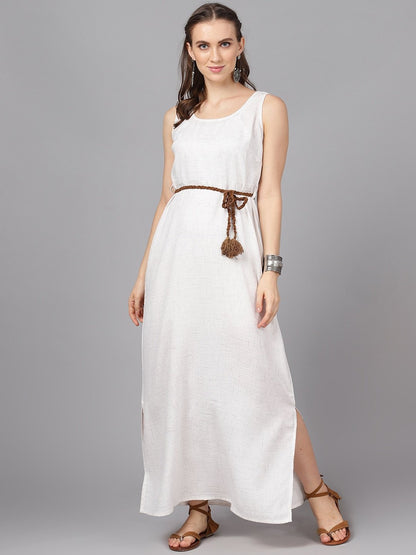 Women's  Off-White Self Design Maxi Dress