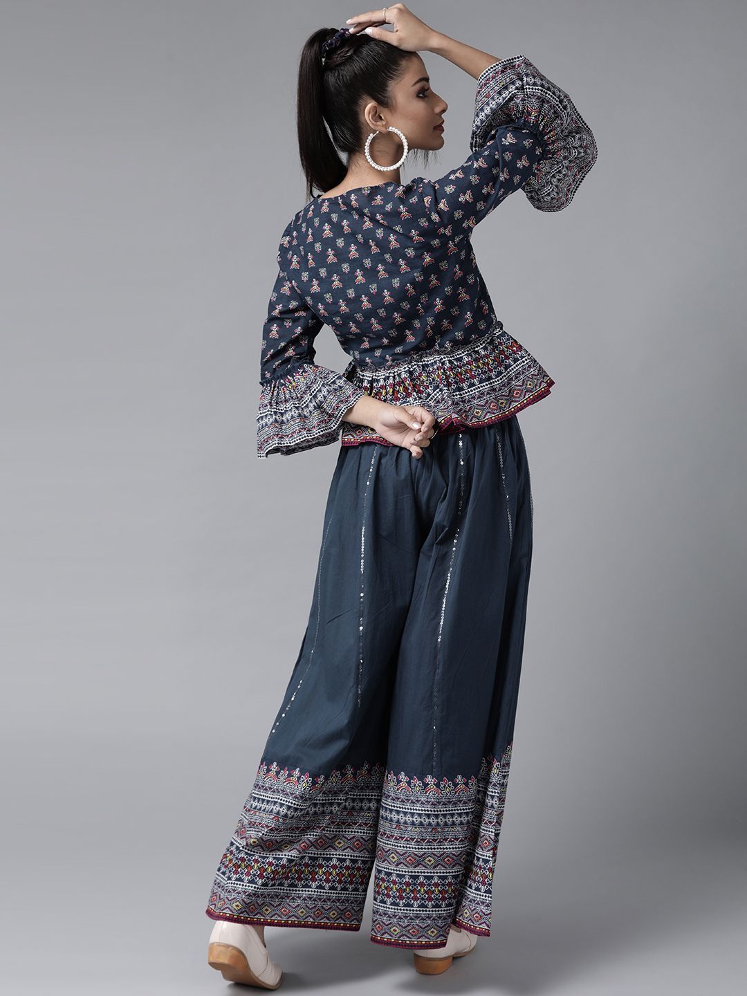 Women's Floral Printed Crop-Top Palazzo Set