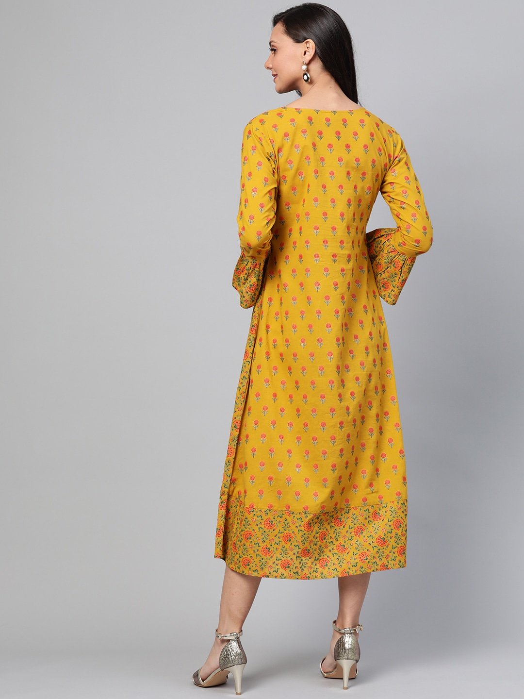 Women's Mustard Printed Dress