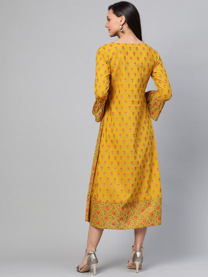 Women's Mustard Printed Dress