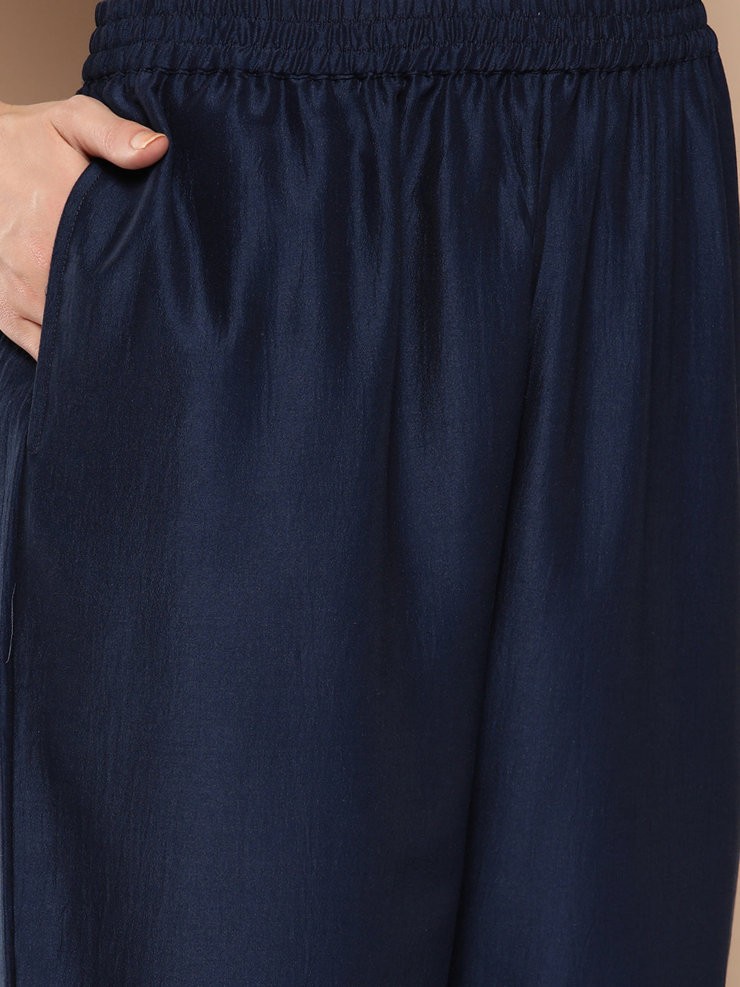 Women's Blue Embroidered Straight Kurta Trouser And Dupatta Set