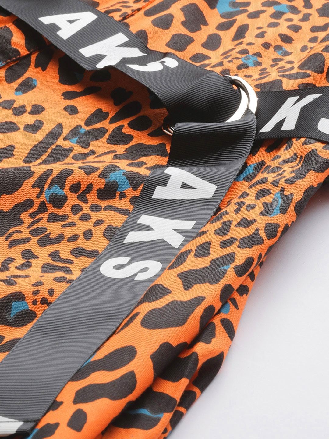 Women's  Orange & Black Animal Printed Maxi Dress