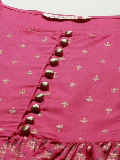 Women Pink Peplum Lehenga Choli Set by Juniper