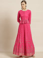 Women Pink Peplum Lehenga Choli Set by Juniper
