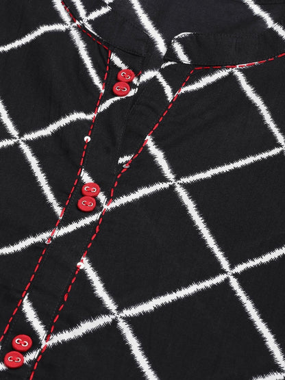 Women's  Black & White Checked Kurta with Palazzos