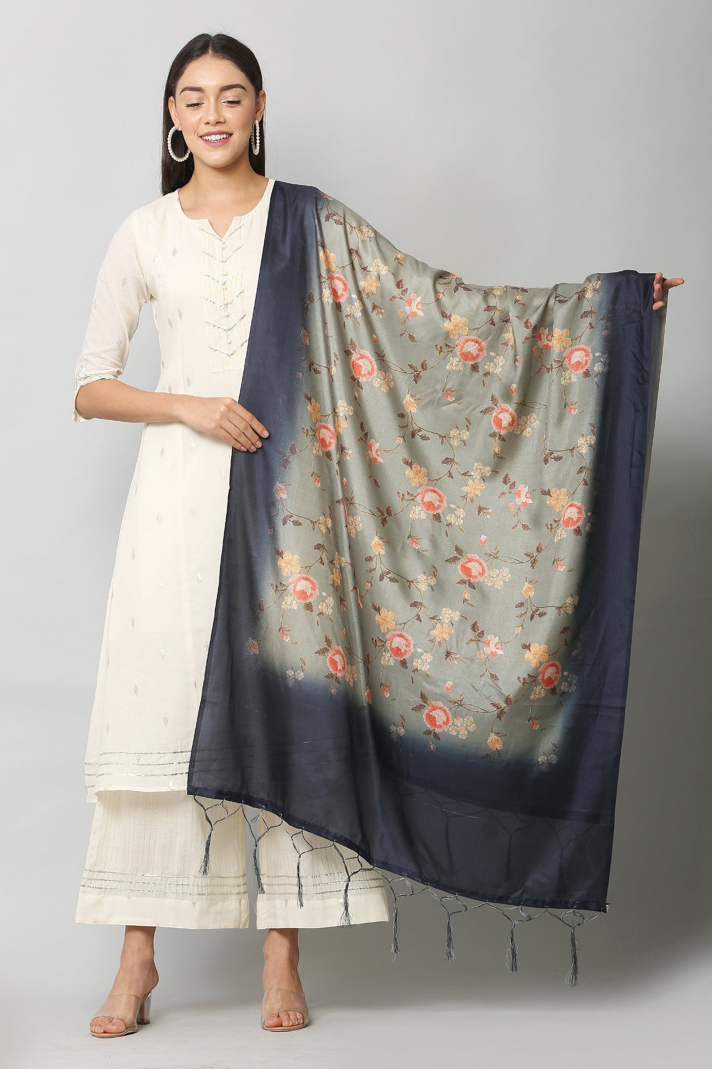 Women's Green & Blue Color Art Silk Digital Printed Dupatta