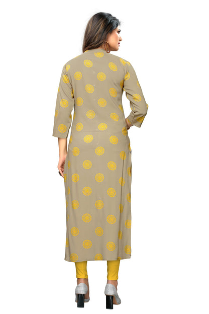 Women's Beige Straight Kurta By Vbuyz (1