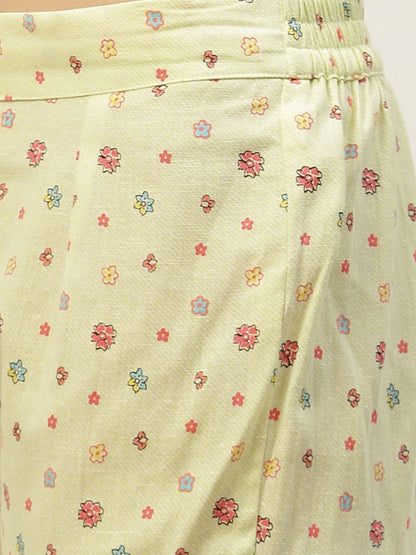 Women's Kurta Pant Set with Printed Jacket