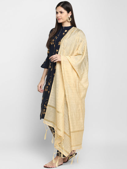 Women's Cotton Blend Kurta And Pant With Dupatta Set