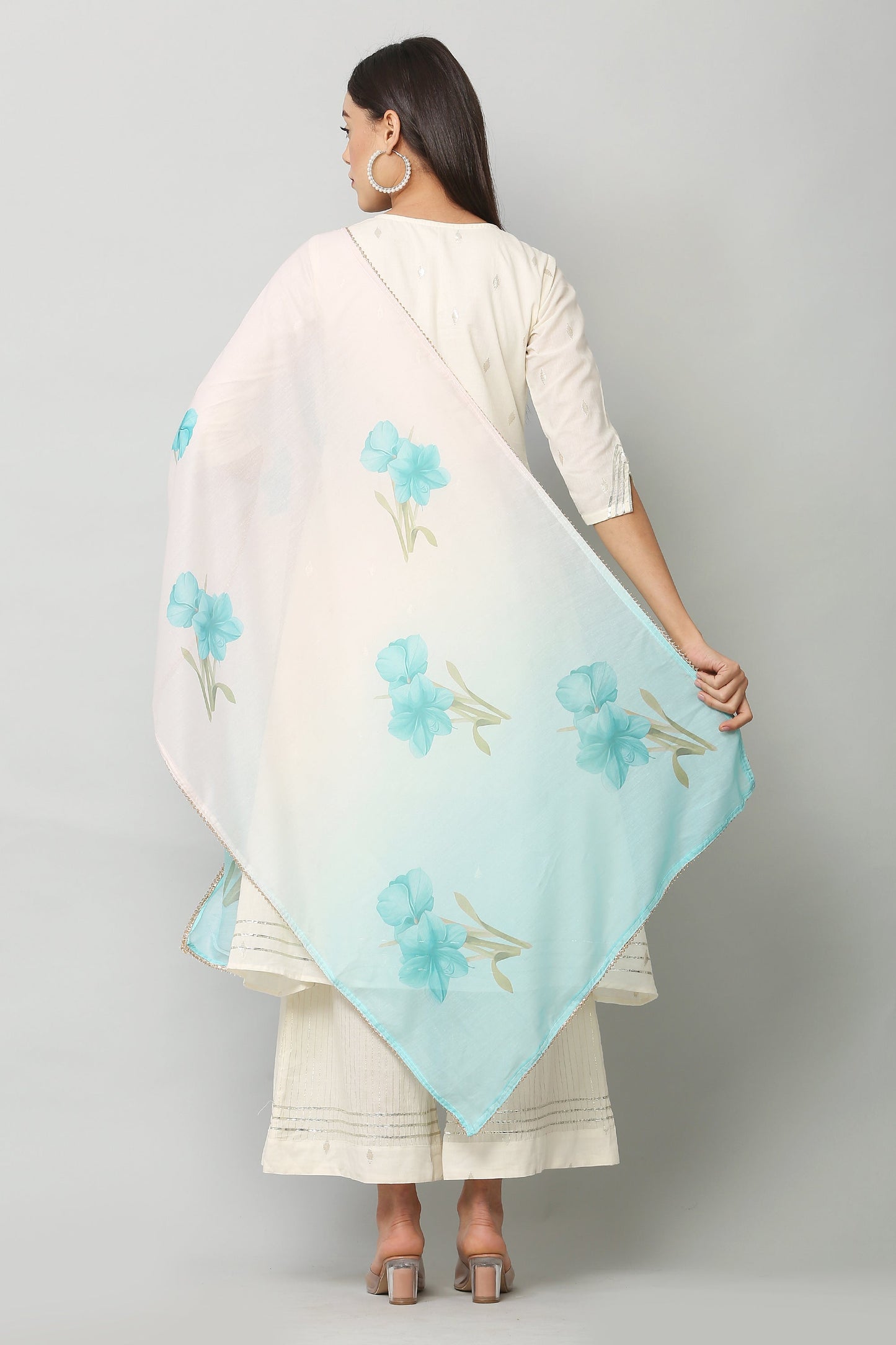 Women's Green Color Art Muslin  Digital Printed Dupatta