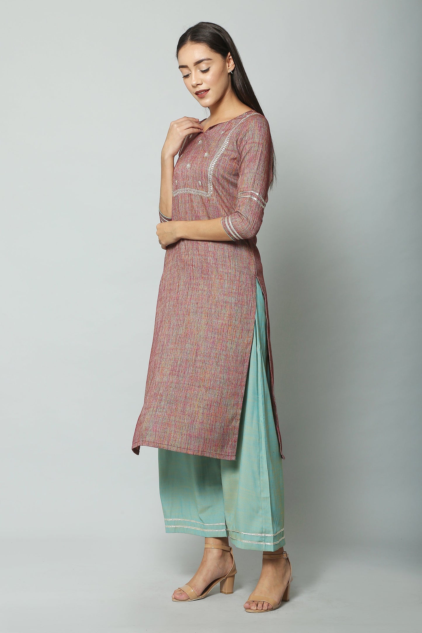 Women's Viscose Rayon Kurta And Palazzo With Dupatta Set