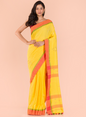 Women's Yellow handwoven cotton saree