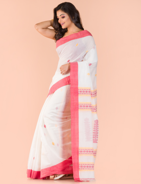Women's Off white handwoven cotton saree