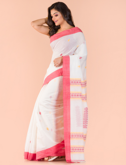 Women's Off white handwoven cotton saree