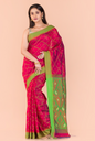 Women's Rani pink Blended cotton jamdani saree
