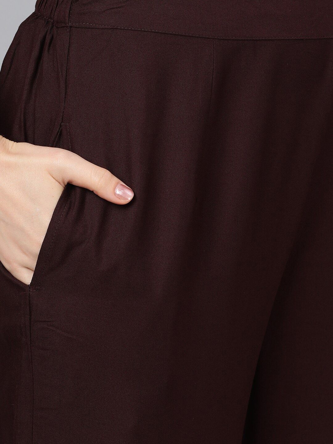 Women's  Nude-Coloured & Brown Foil Printed Kurta with Palazzos