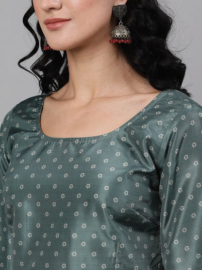 Women Green Lehenga Choli With Net Dupatta by AKS (3 P