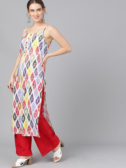 Women's  Multicoloured Printed Straight Kurta