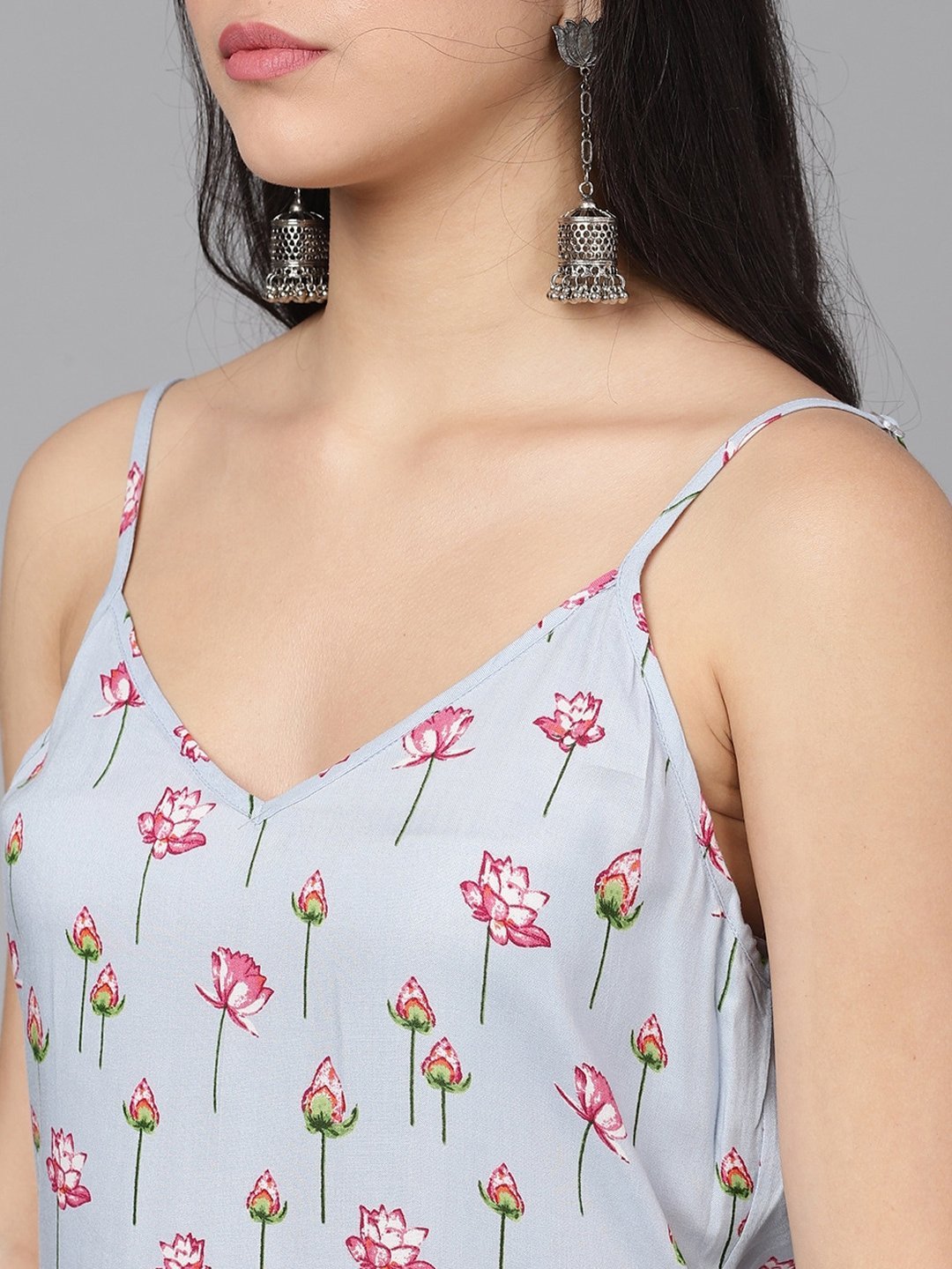 Women's  Blue & Magenta Printed Kurta with Palazzos