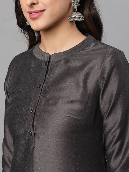 Women's  Black Printed Kurta with Palazzos