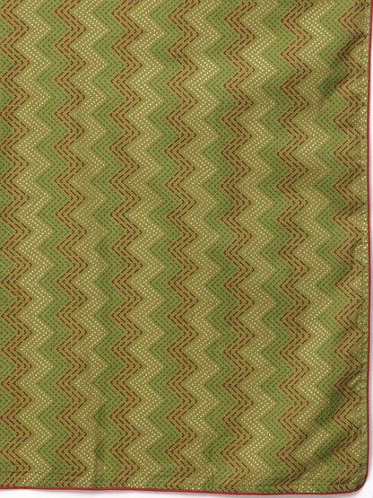 Women's  Green & Maroon Khari Print Kurta with Palazzos & Dupatta